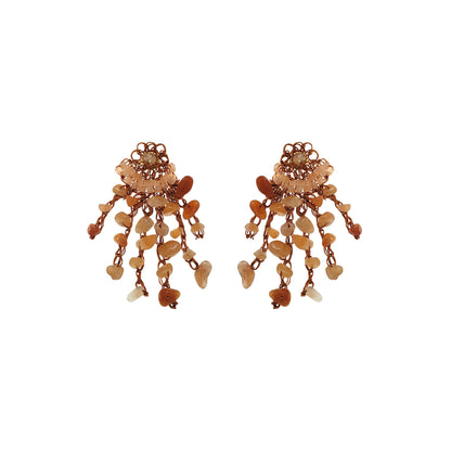 Brinco de Crochê Rocks Mini Chandelier Laranja