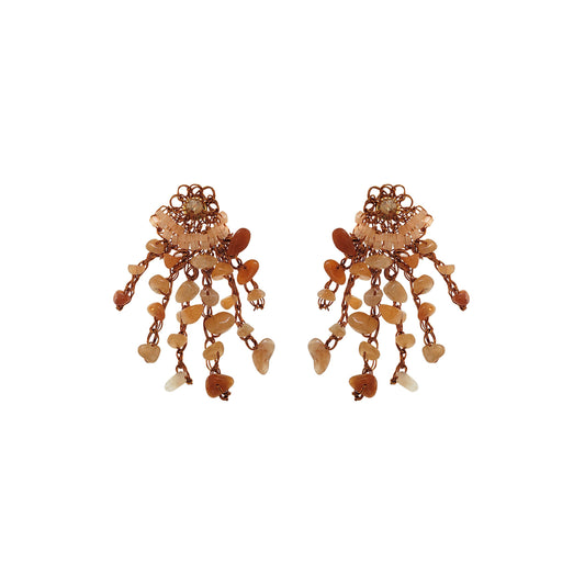 Brinco de Crochê Rocks Mini Chandelier Laranja
