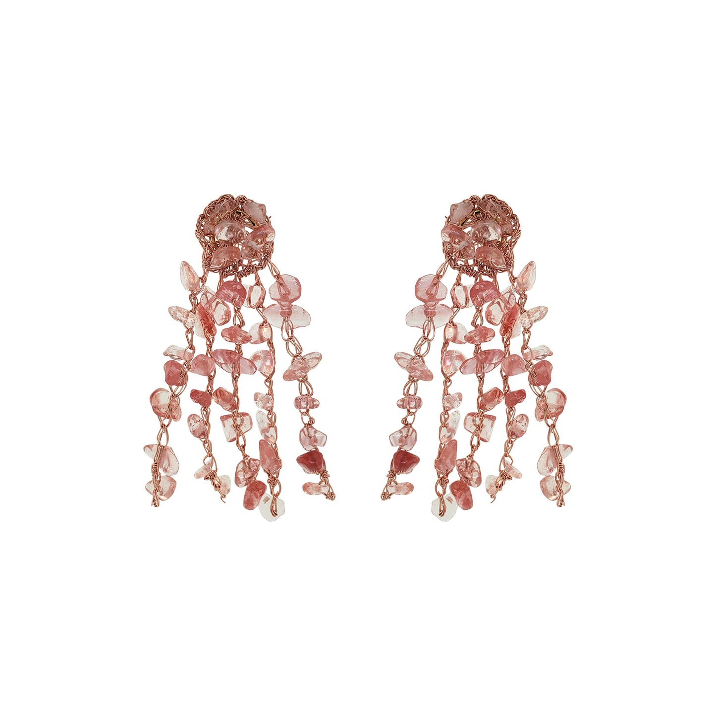Brinco de Crochê Rocks Chandelier Rosa