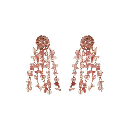 Brinco de Crochê Rocks Chandelier Rosa