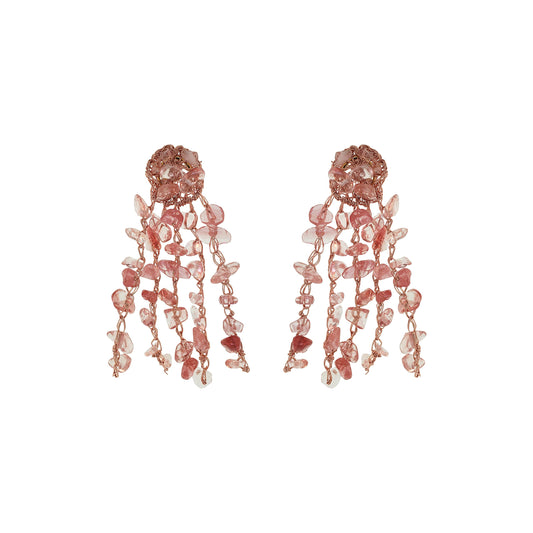 Brinco de Crochê Rocks Chandelier Rosa