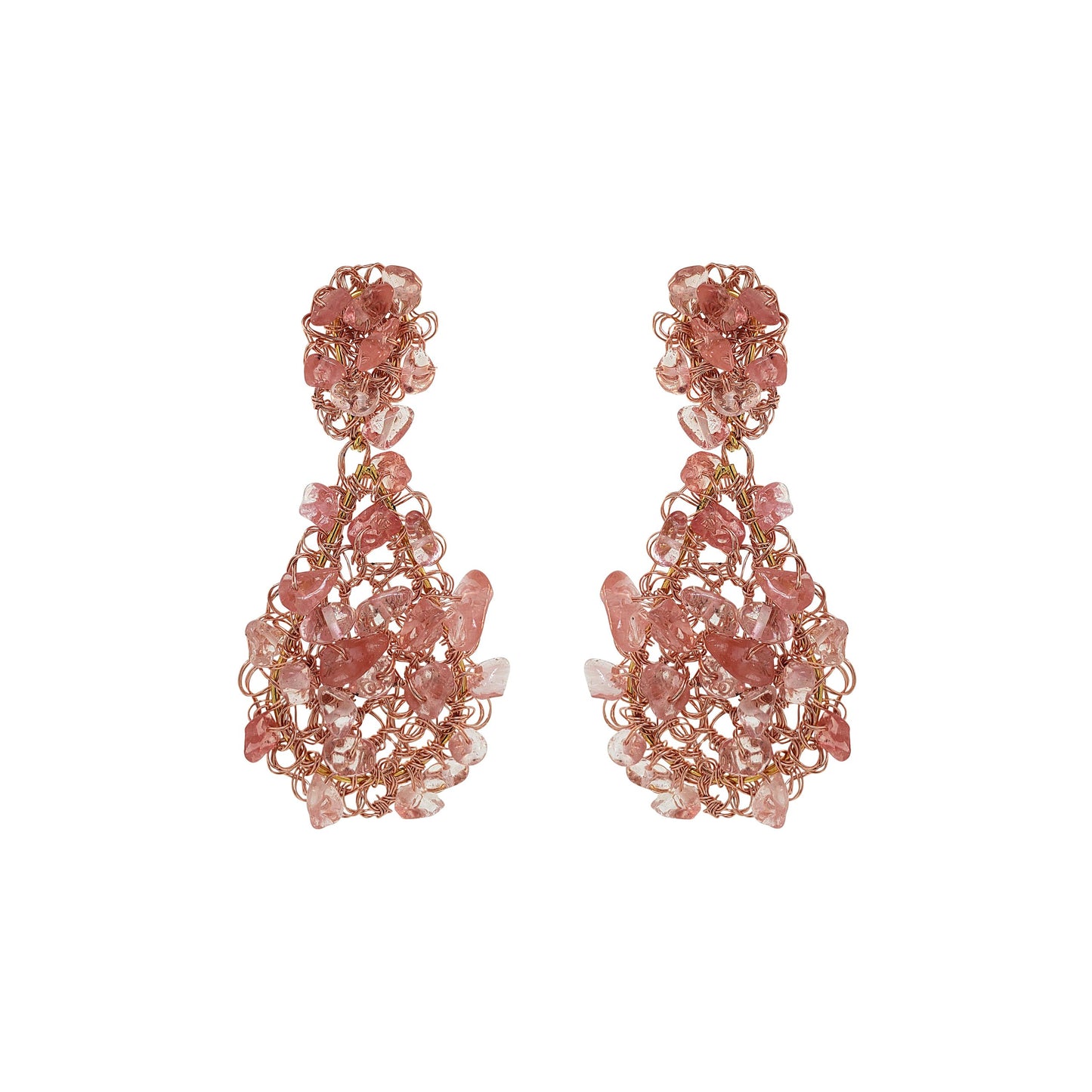 Brinco de Crochê Rocks Teardrop Rosa