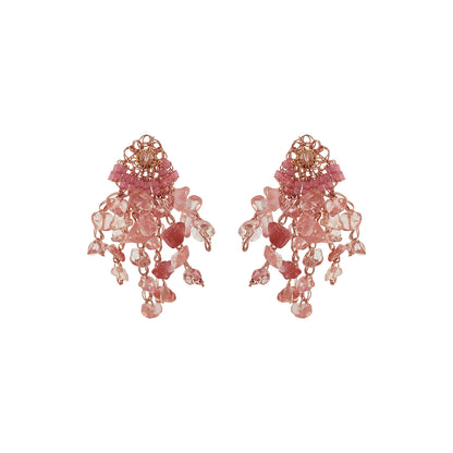 Brinco de Crochê Rocks Mini Chandelier Rosa