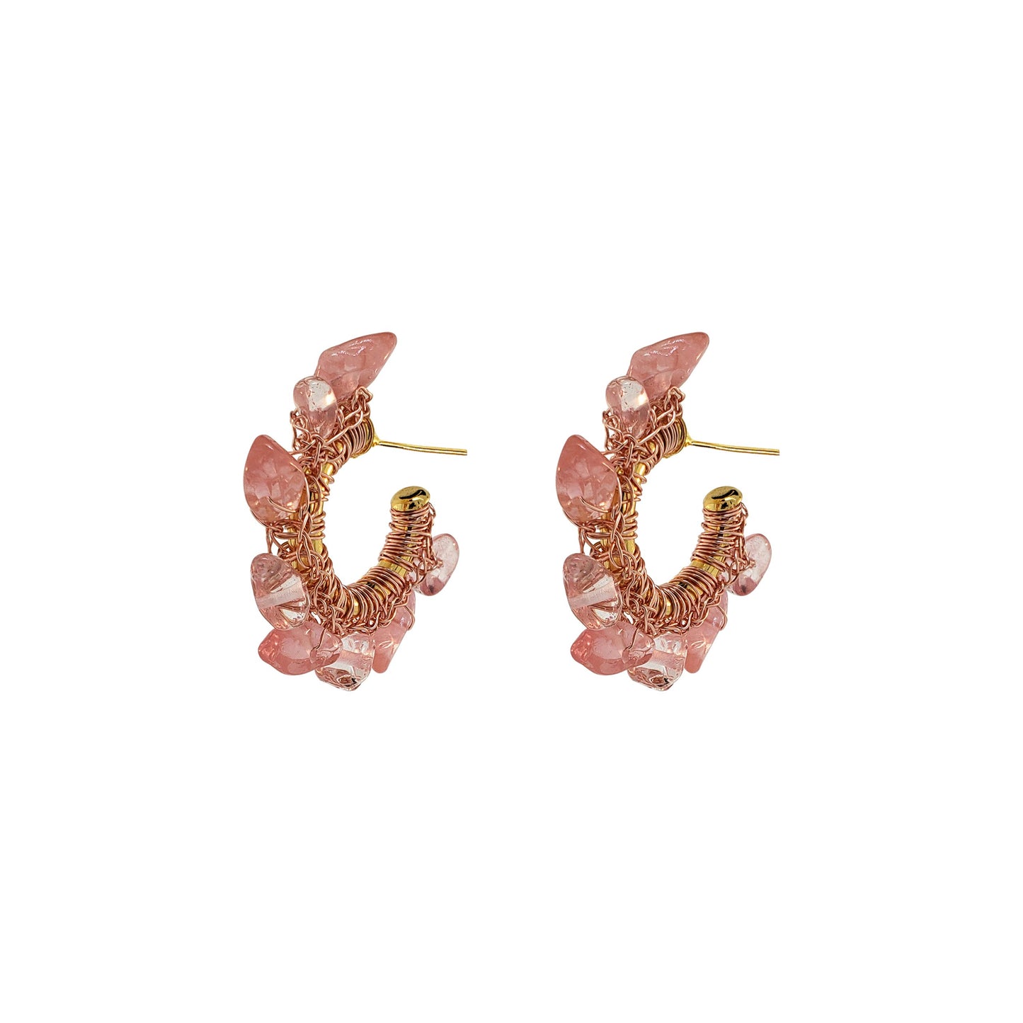 Brinco de Crochê Rocks Mini Hoops Rosa