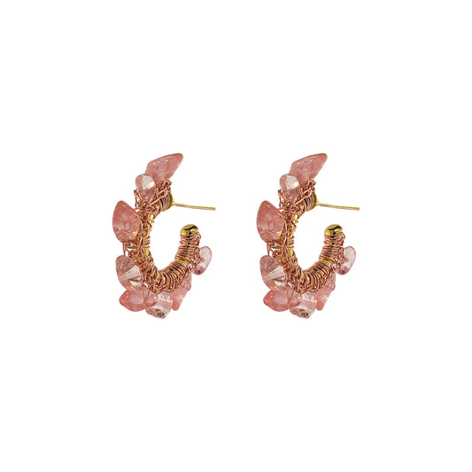 Brinco de Crochê Rocks Mini Hoops Rosa