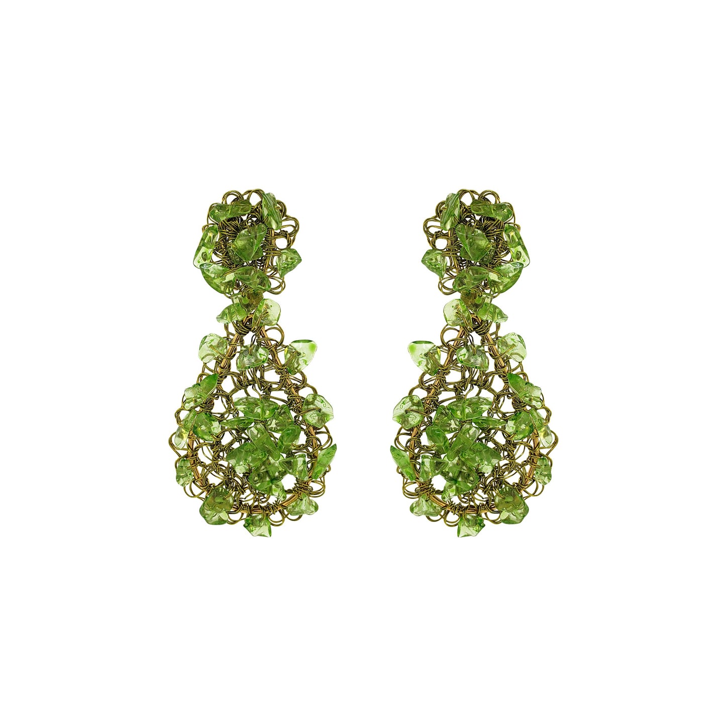 Brinco de Crochê Rocks Teardrop Verde