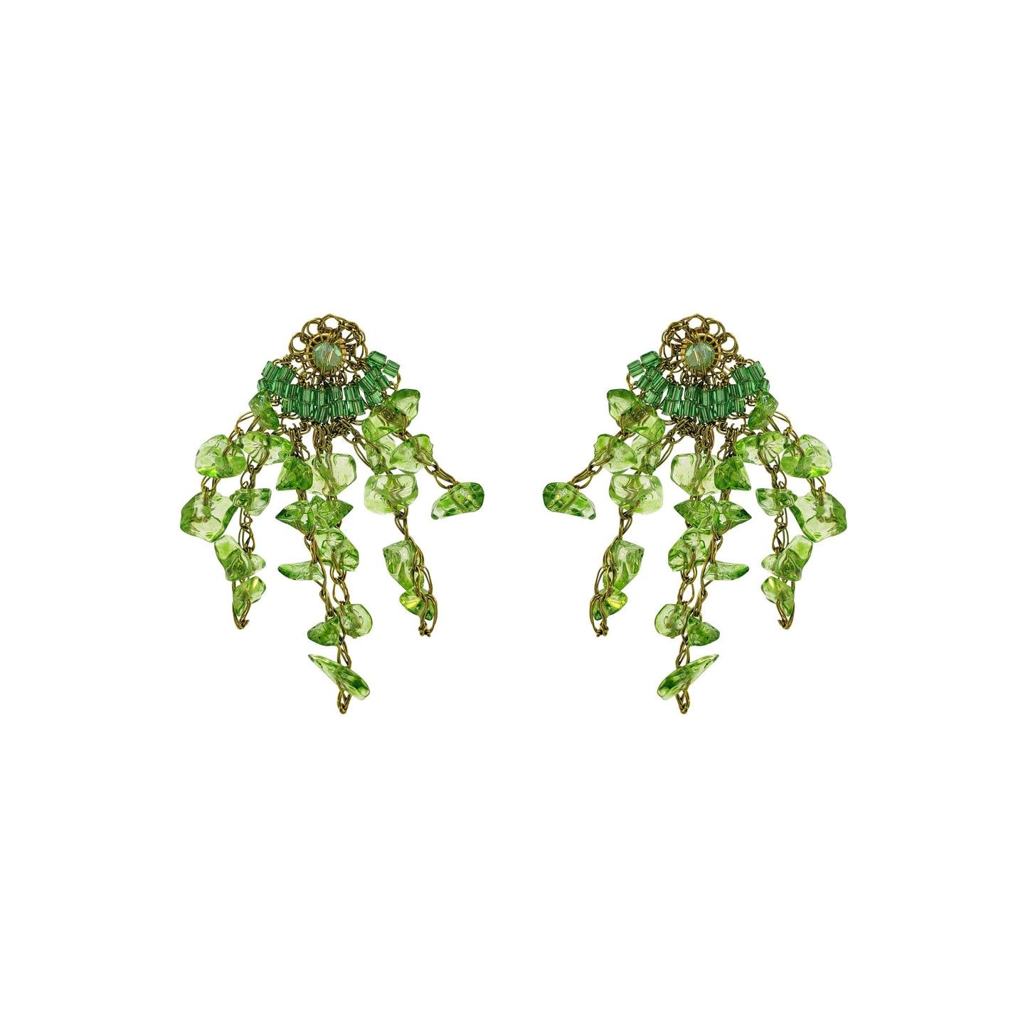 Brinco de Crochê Rocks Mini Chandelier Verde