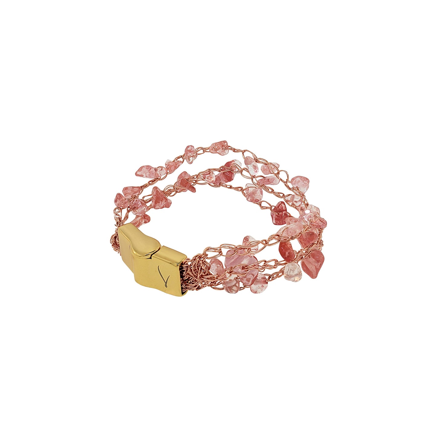 Bracelete de Crochê Rocks Strings Narrow Rosa
