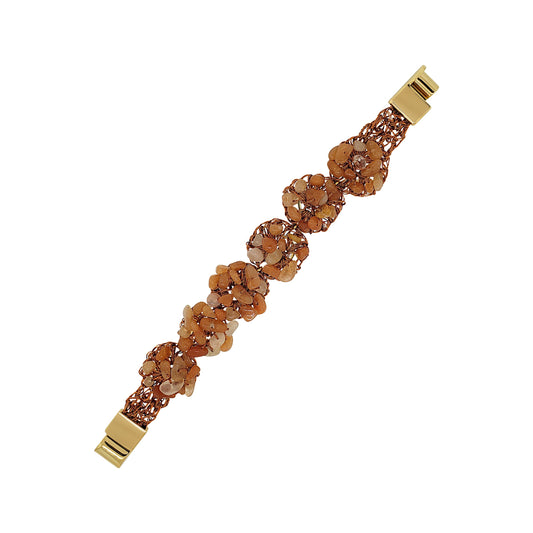 Bracelete de Crochê Rocks Cluster Laranja