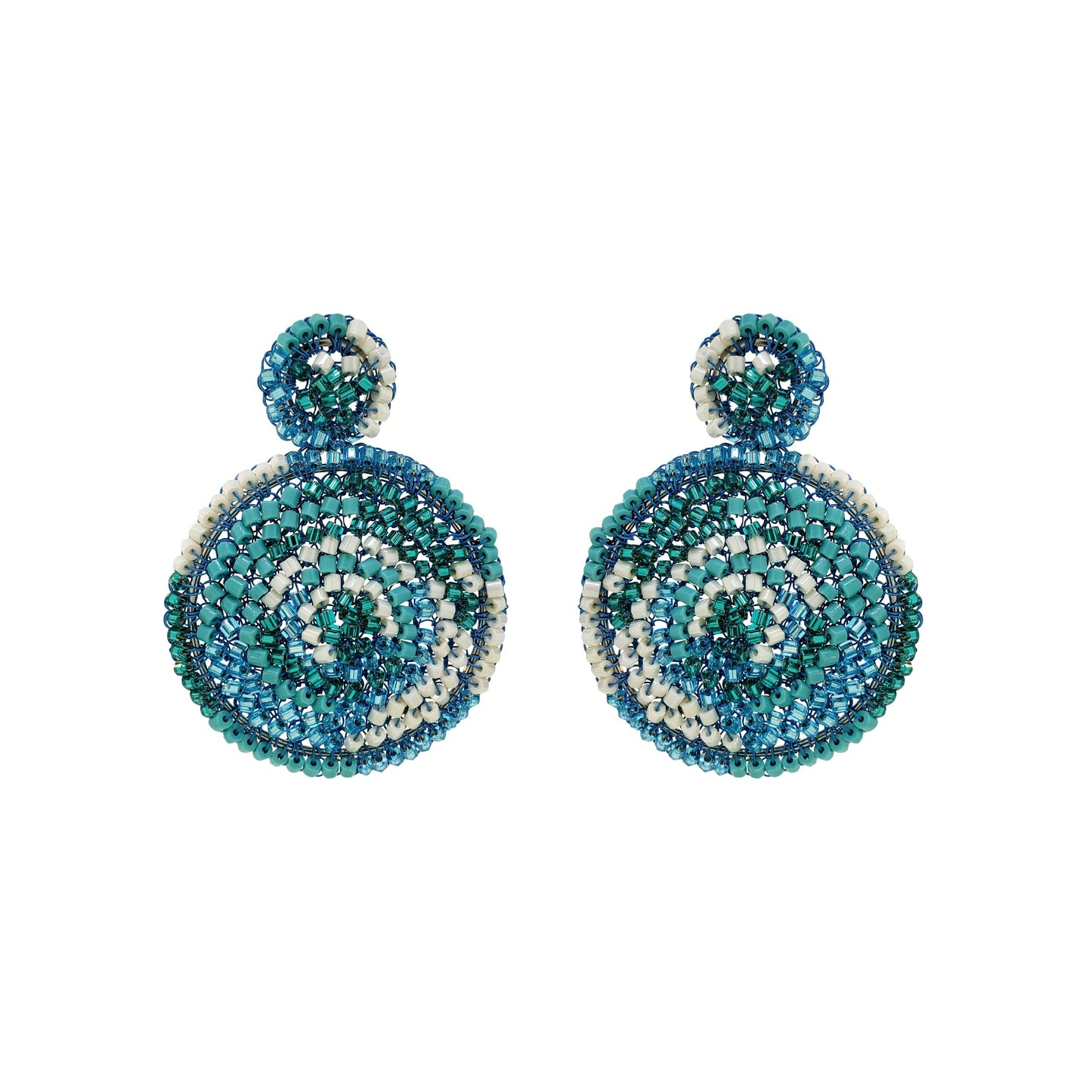 Brinco de Crochê Mandala Média Azul Ocean Dreams