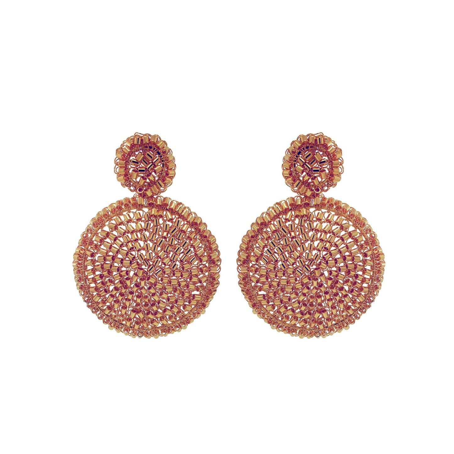 Brinco de Crochê Mandala Média Rosé