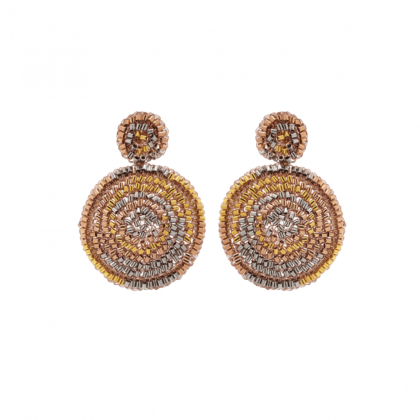 Brinco de Crochê Mandala Média Trio Gold