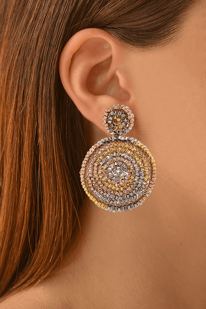 Brinco de Crochê Mandala Média Trio Gold