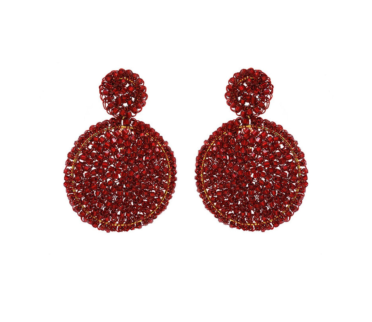 Brinco de Crochê Mandala Média Vermelho