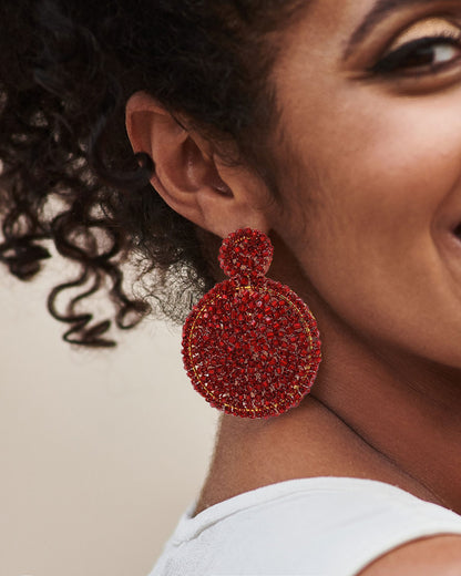 Brinco de Crochê Mandala Média Vermelho
