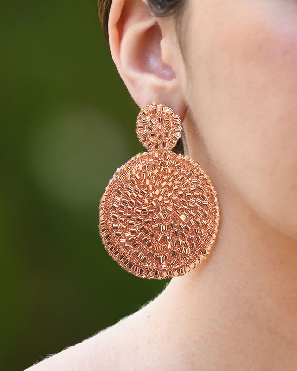 Brinco de Crochê Mandala Média Rosé