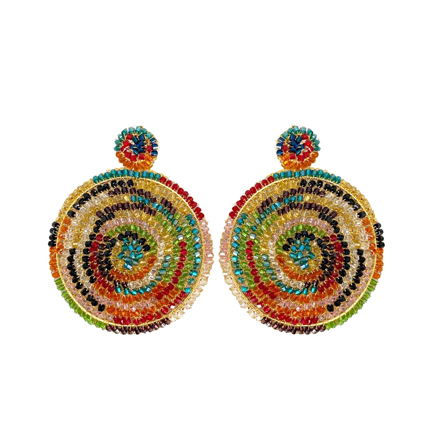 Brinco de Crochê Mandala Grande Colorida