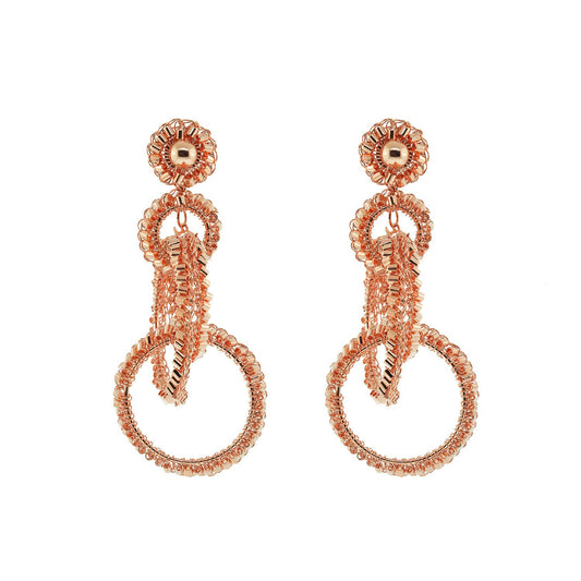 Brinco de Crochê Argolas Clássicas Rosé