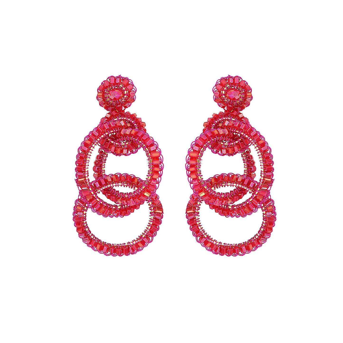 Brinco de Crochê Argolas Clássicas Pink