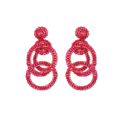 Brinco de Crochê Argolas Clássicas Pink