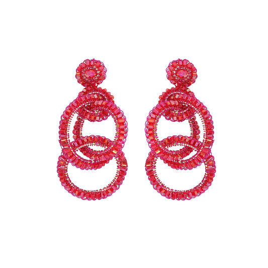 Brinco de Crochê Argolas Clássicas Pink