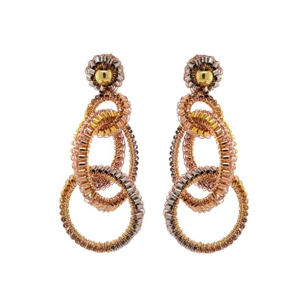 Brinco de Crochê Argolas Clássicas Trio Gold