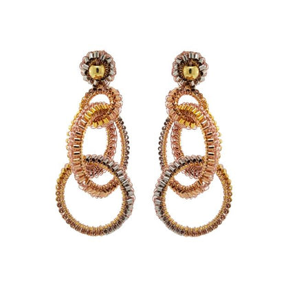 Brinco de Crochê Argolas Clássicas Trio Gold