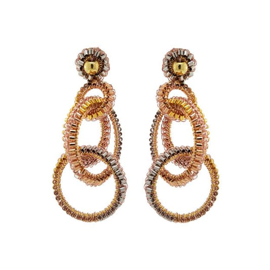 Brinco de Crochê Argolas Clássicas Trio Gold