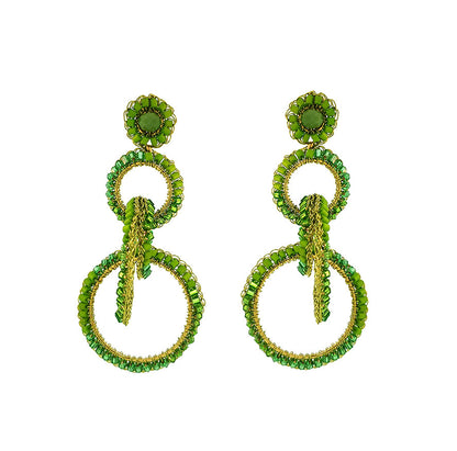 Brinco de Crochê Argolas Clássicas Verde