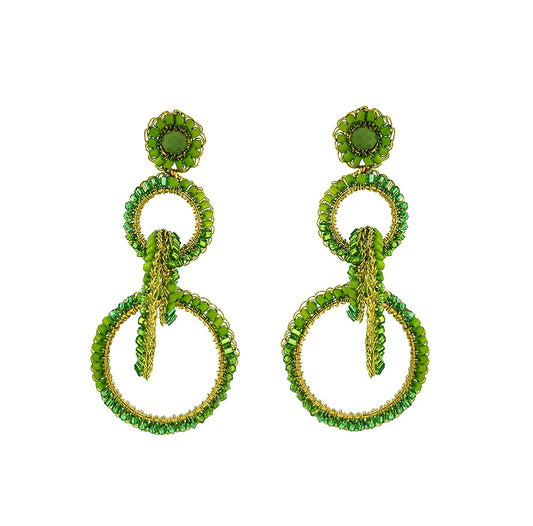 Brinco de Crochê Argolas Clássicas Verde