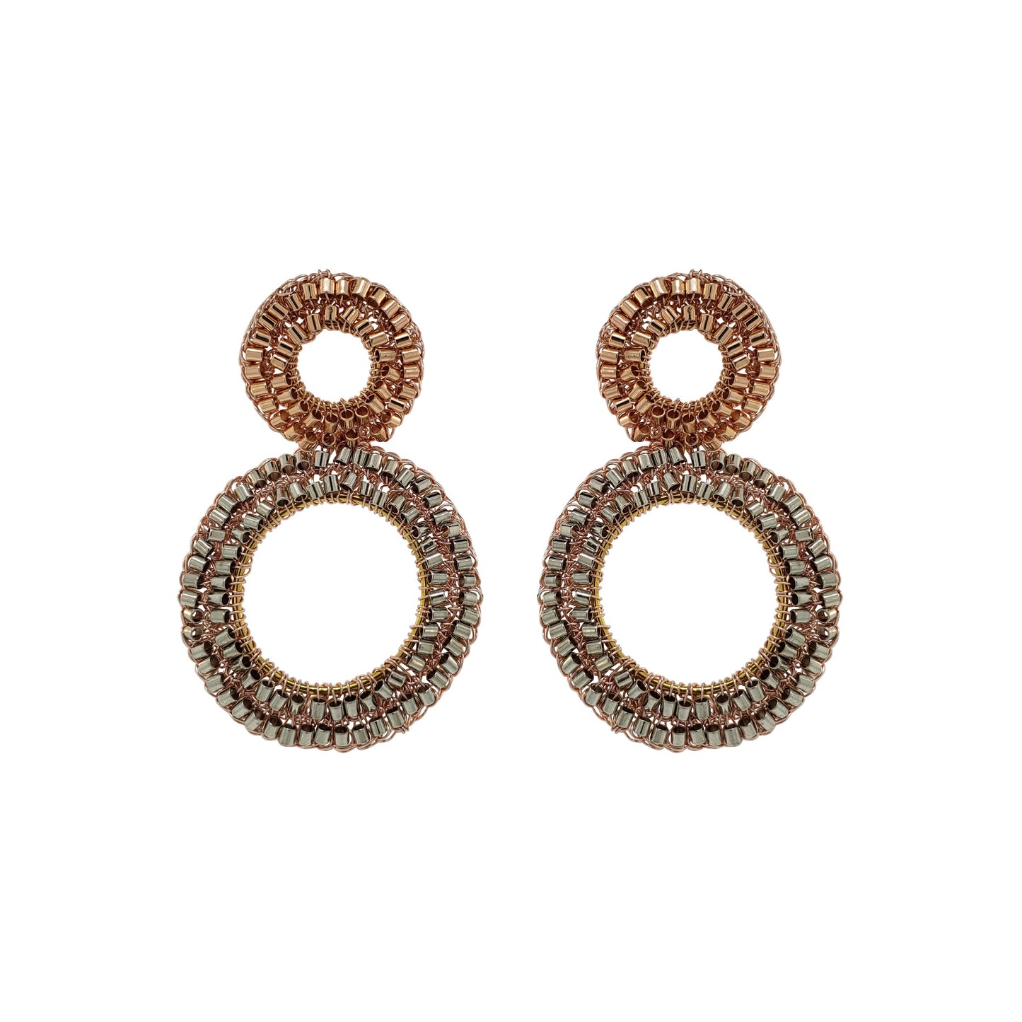 Brinco de Crochê Argolas Médias Trio Gold