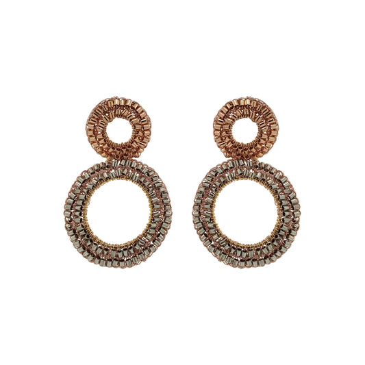 Brinco de Crochê Argolas Médias Trio Gold