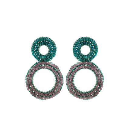 Brinco de Crochê Nyx Aurora Lilás e Verde