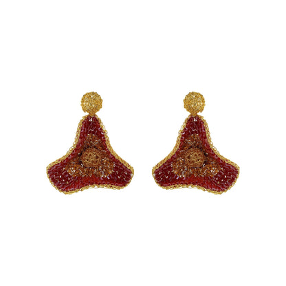 Brinco de Crochê Flor de Crochê Pequeno Caribbean Vermelho