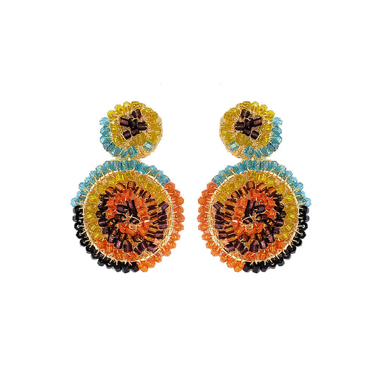 Brinco de Crochê Mandala Pequena Colorida