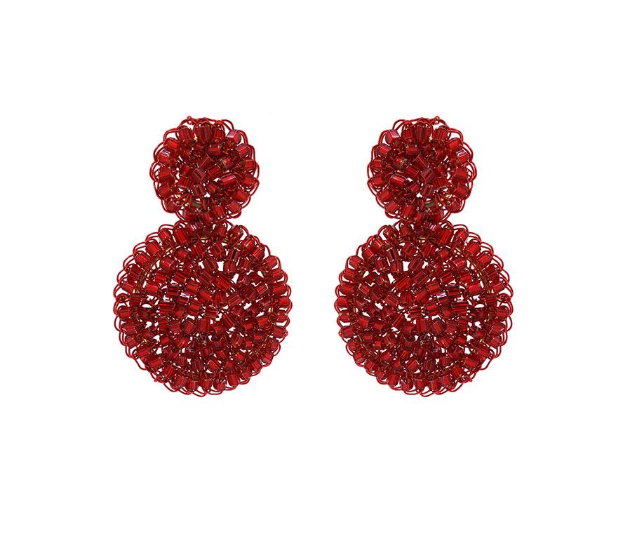 Brinco de Crochê Mandala Pequena Vermelho