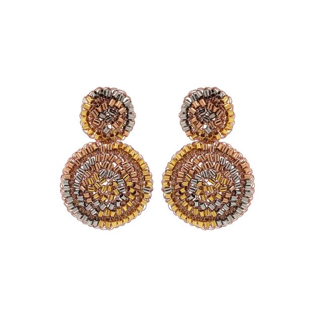 Brinco de Crochê Mandala Pequena Trio Gold