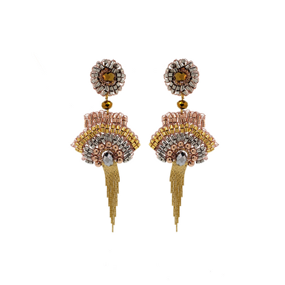 Brinco de Crochê Franja Entrelaçados Trio Gold