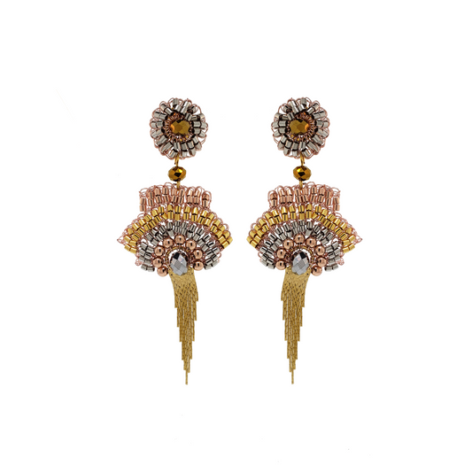 Brinco de Crochê Franja Entrelaçados Trio Gold