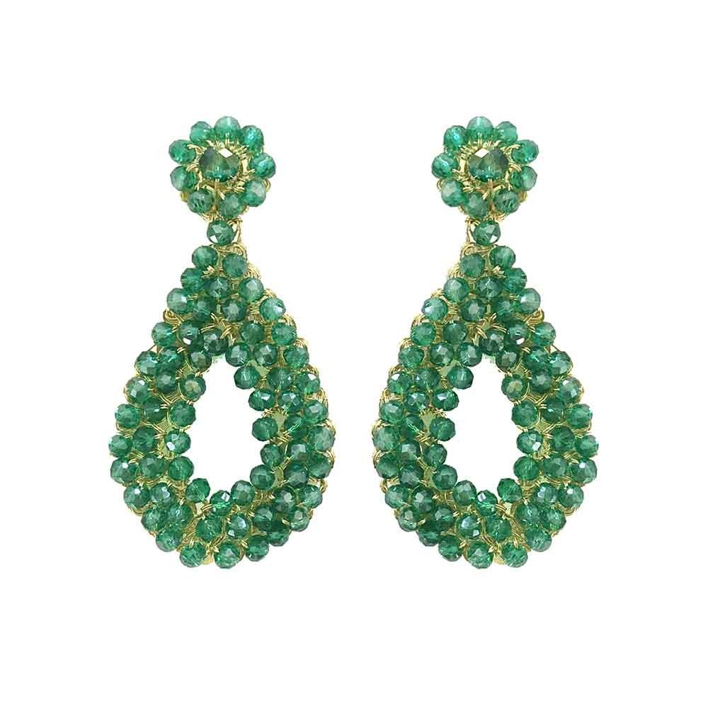 Brinco de Crochê Gota Pequena Verde
