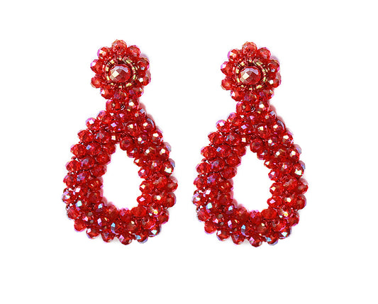 Brinco de Crochê Gota Pequena Vermelho