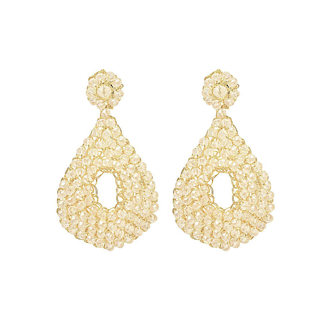 Brinco de Crochê Gota Cristal