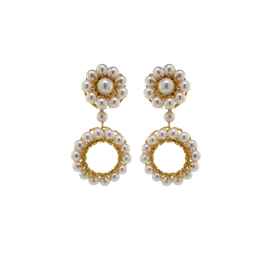 Brinco de Crochê Leah Mini Pérola