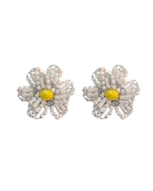 Brinco de Crochê Flor Pequena Margarida Sale