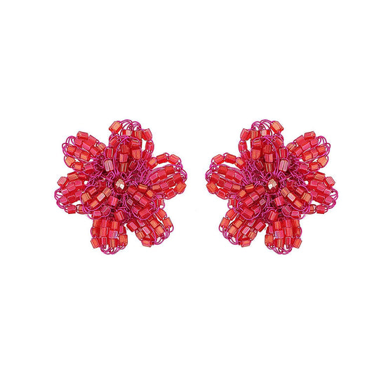 Brinco de Crochê Flor Pequena Pink
