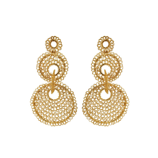 Brinco de Crochê Argolas Entrelaçadas Dourado