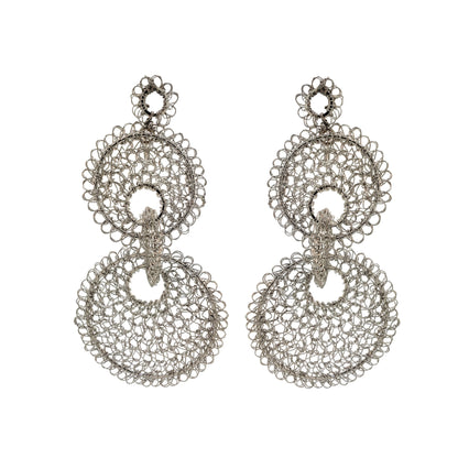 Brinco de Crochê Argolas Entrelaçadas Palladium