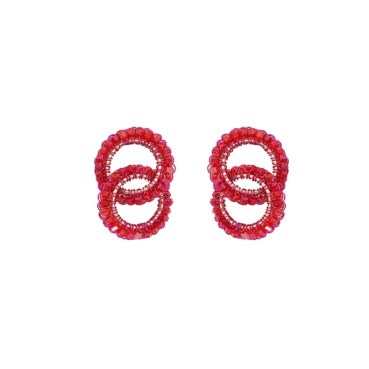 Brinco Elos Mini Rosa Neon