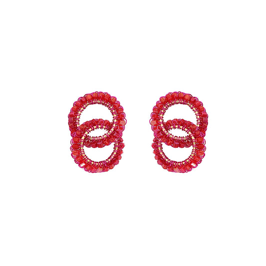 Brinco Elos Mini Rosa Neon