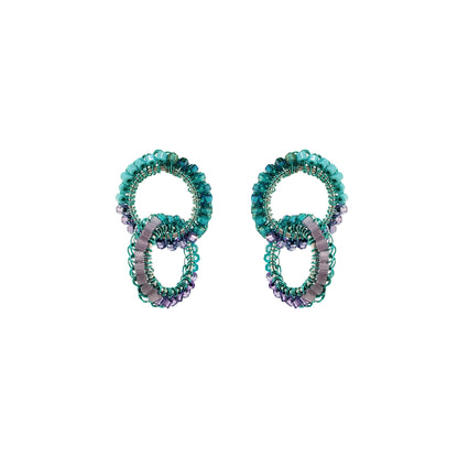 Brinco de Crochê Nova Aurora Lilás e Verde